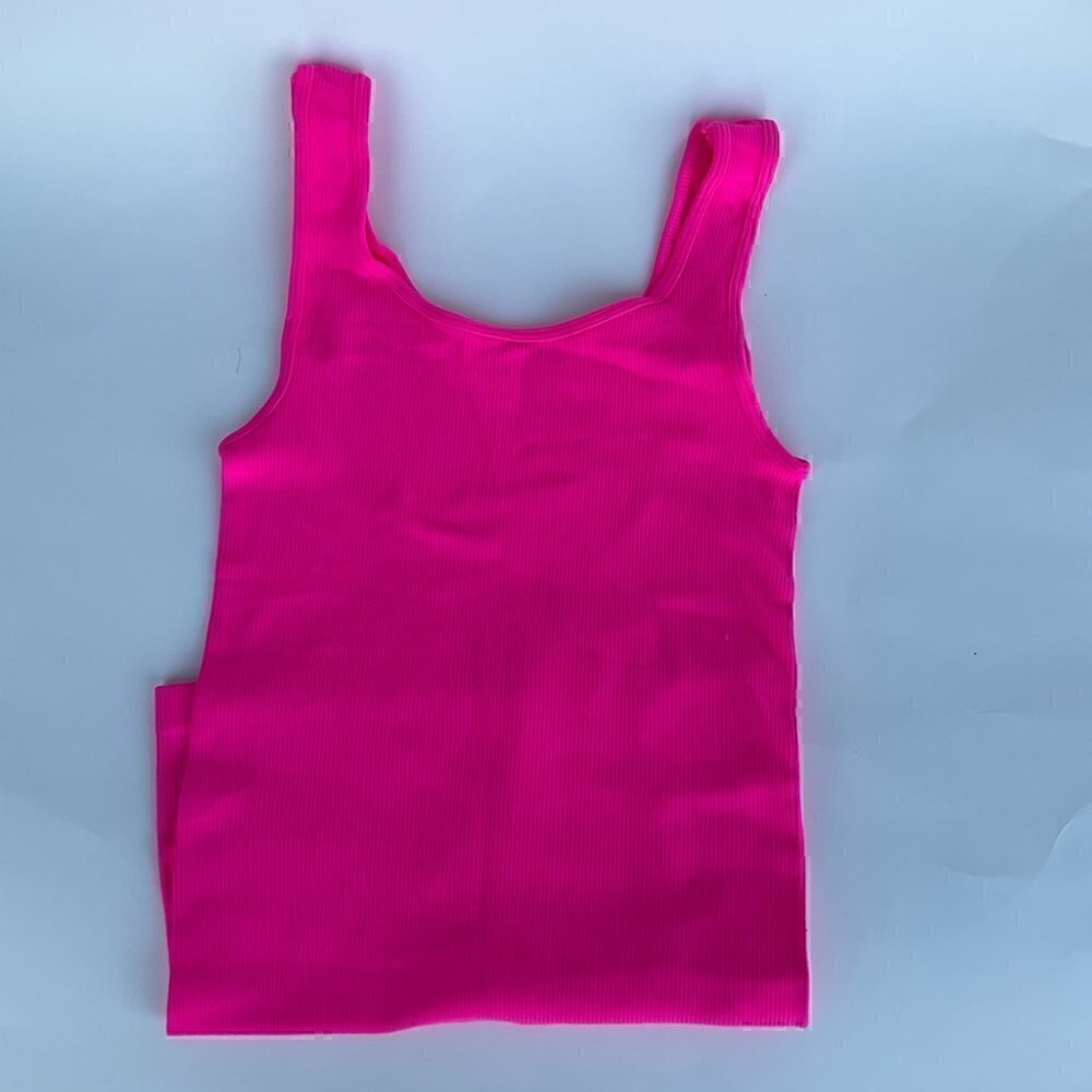 Hot Pink Stretchable Ribbed Tank Top - Picture 5 of 9
